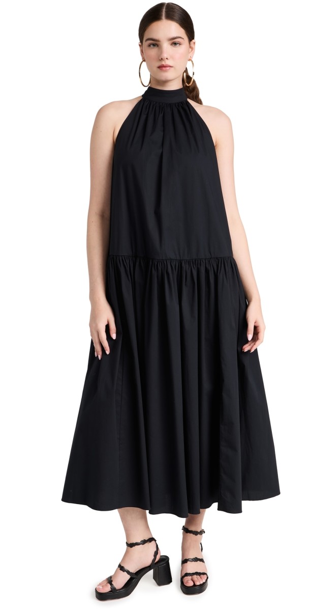 STAUD Midi Marlowe Dress Black