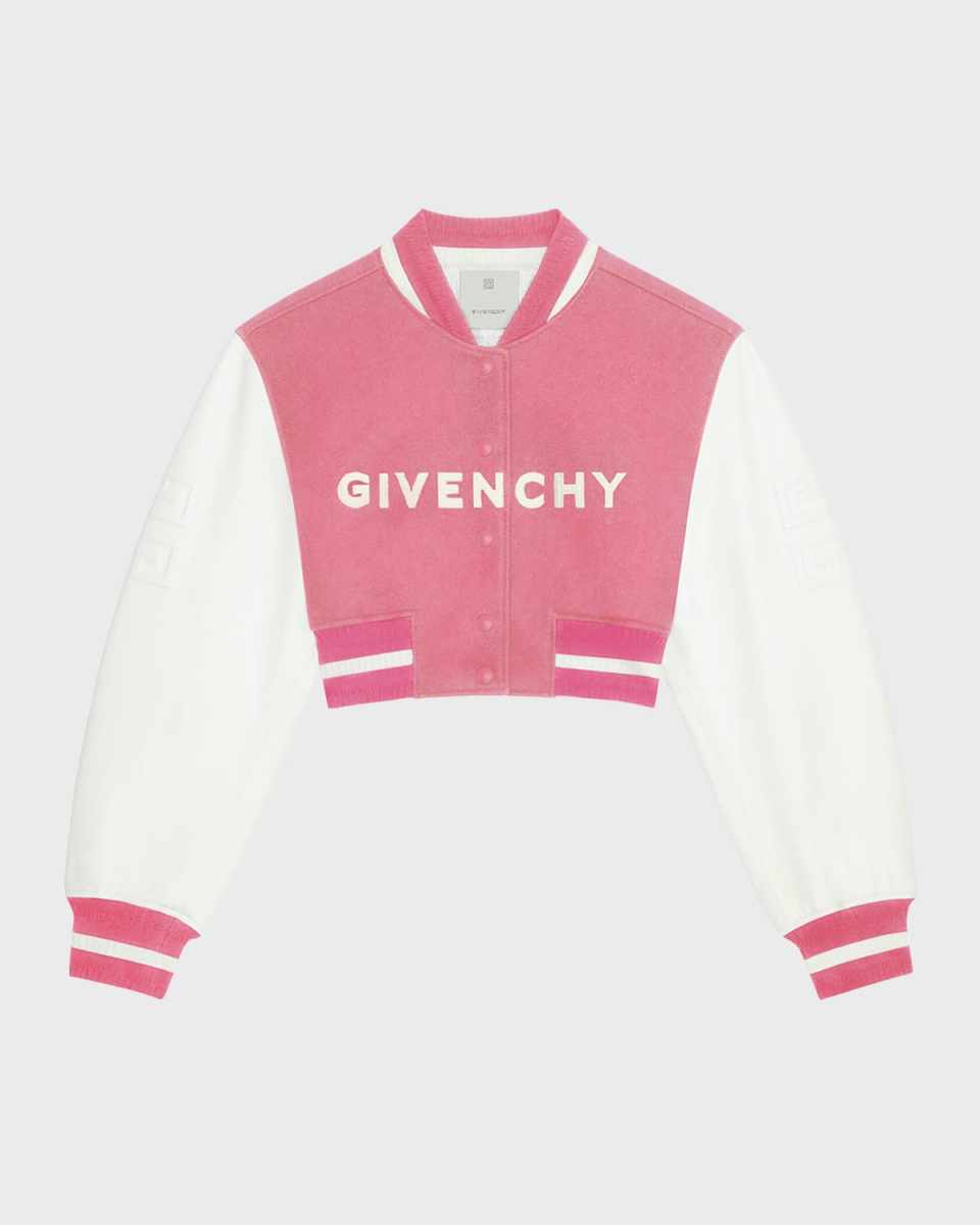 Cropped Varsity Jacket with Logo Detail