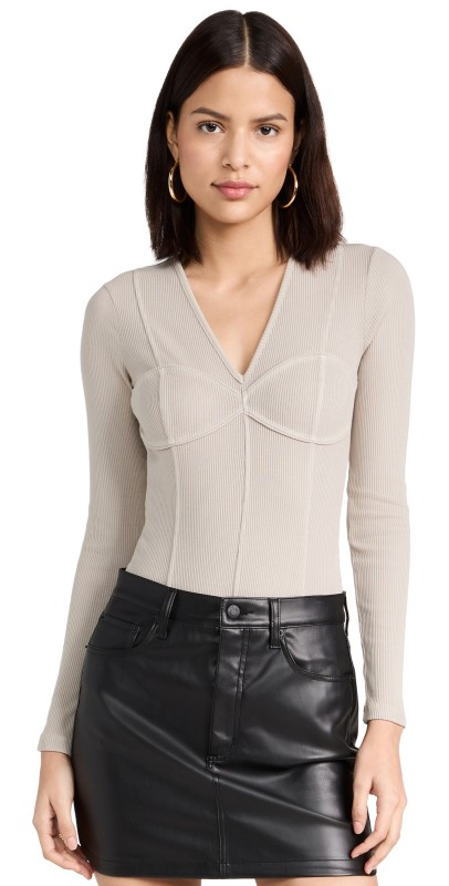 AGOLDE Devlin Thong Bodysuit Rice Paper