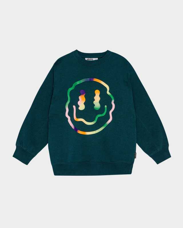 Boy's Magni Wiggly Happy Face Sweatshirt, Size 8-12