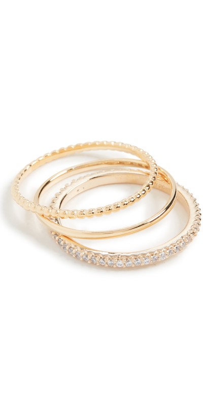 SHASHI Aura Ring Set Gold/Clear