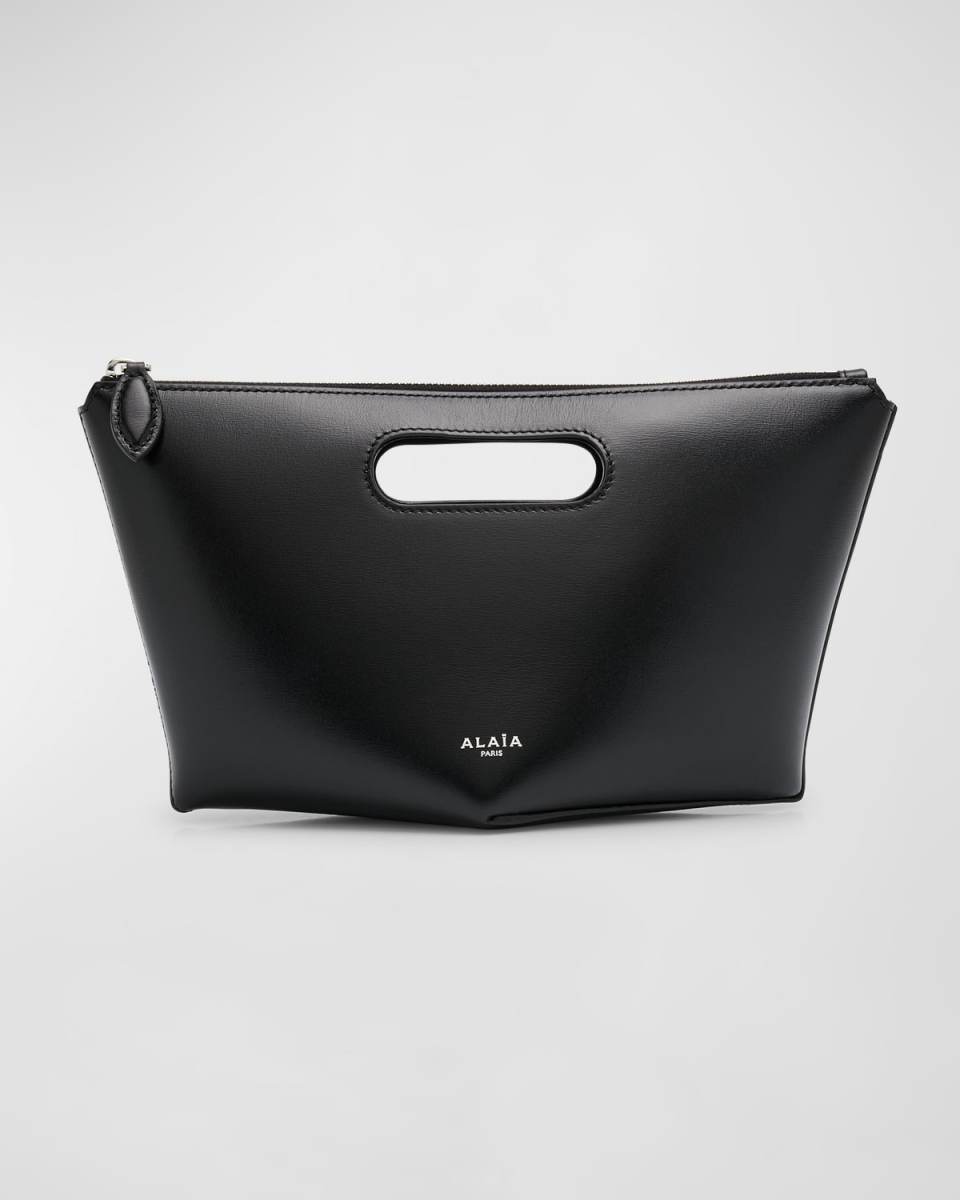 Folded Zipped Leather Clutch Bag