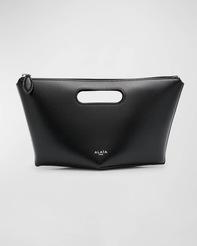 Folded Zipped Leather Clutch Bag
