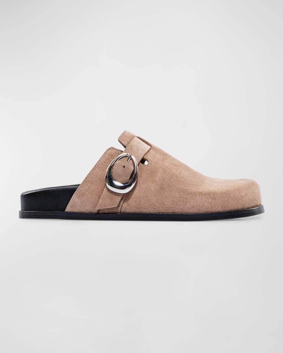 Easton Suede Buckle Slide Mules