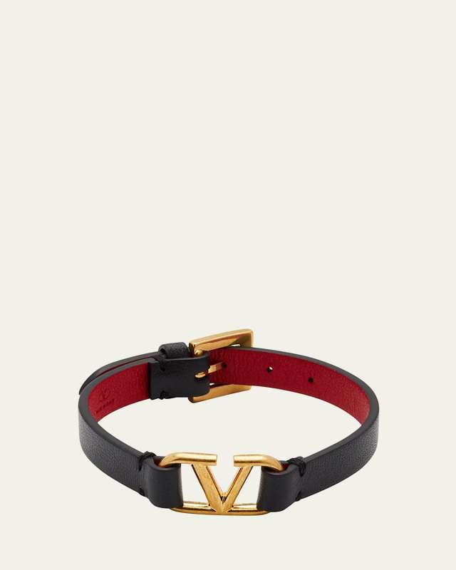 Antiqued Brass Logo Leather Bracelet