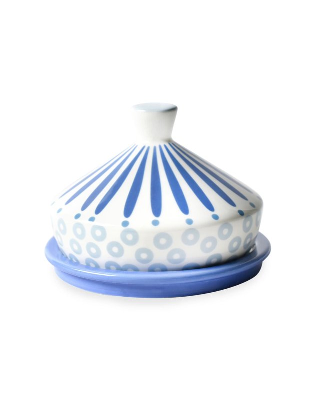 Iris Blue Burst Round Butter Dish