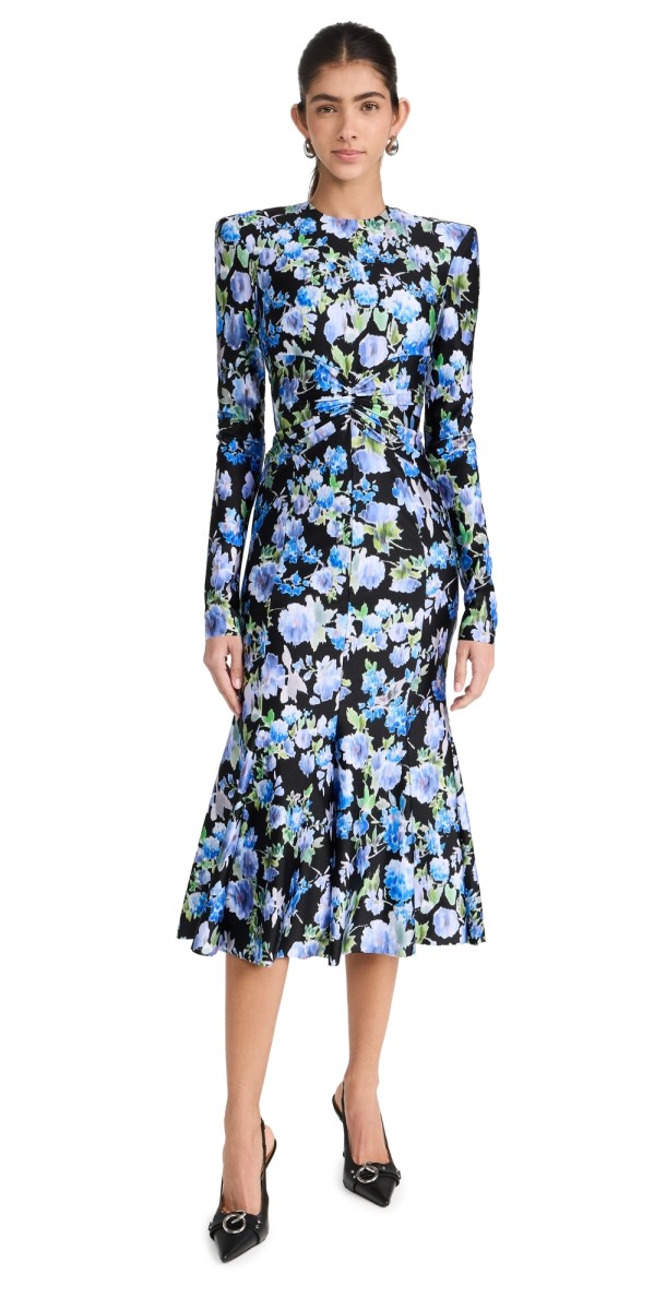 Philosophy di Lorenzo Serafini Long Sleeve Floral Dress Fantasy Print Black