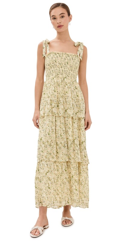 Hill House Home The Elise Nap Dress Basketweave Vine, Yellow
