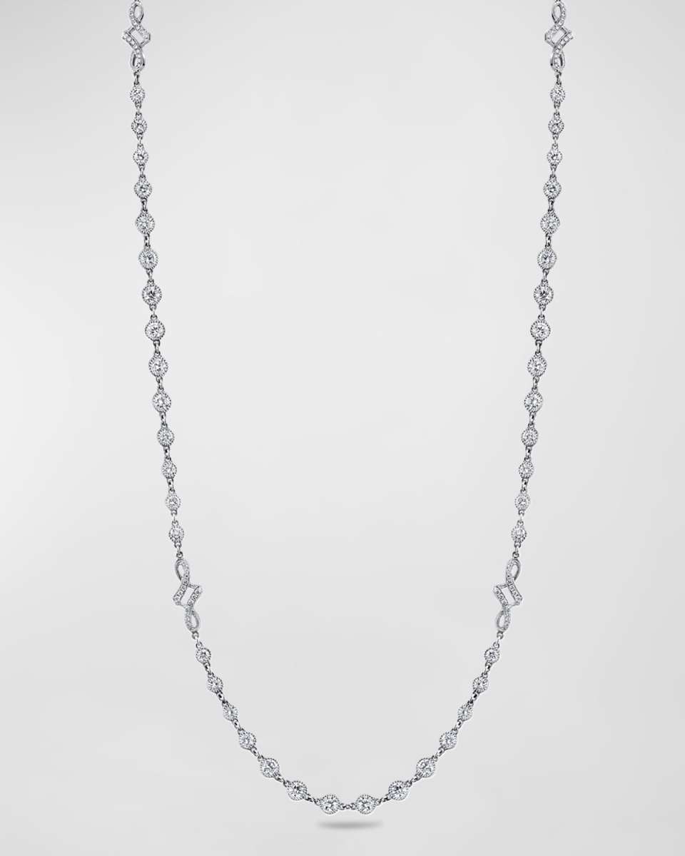 Platinum Handmade Diamond Necklace with Modern Eternity Twists, 16"L, 18.72tcw
