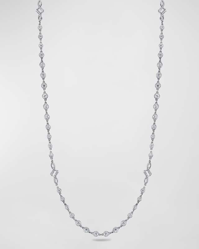 Platinum Handmade Diamond Necklace with Modern Eternity Twists, 16"L, 18.72tcw