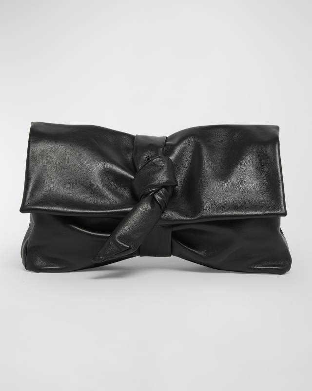 Leather Knot Clutch Bag