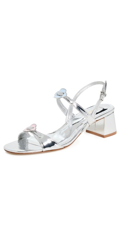 Larroudé Tinx Block Heel Sandals Silver