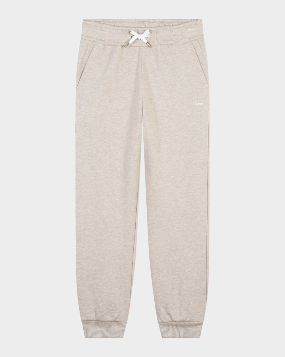 Girl's Floral Embroidered Logo-Print Joggers, Size 4-6