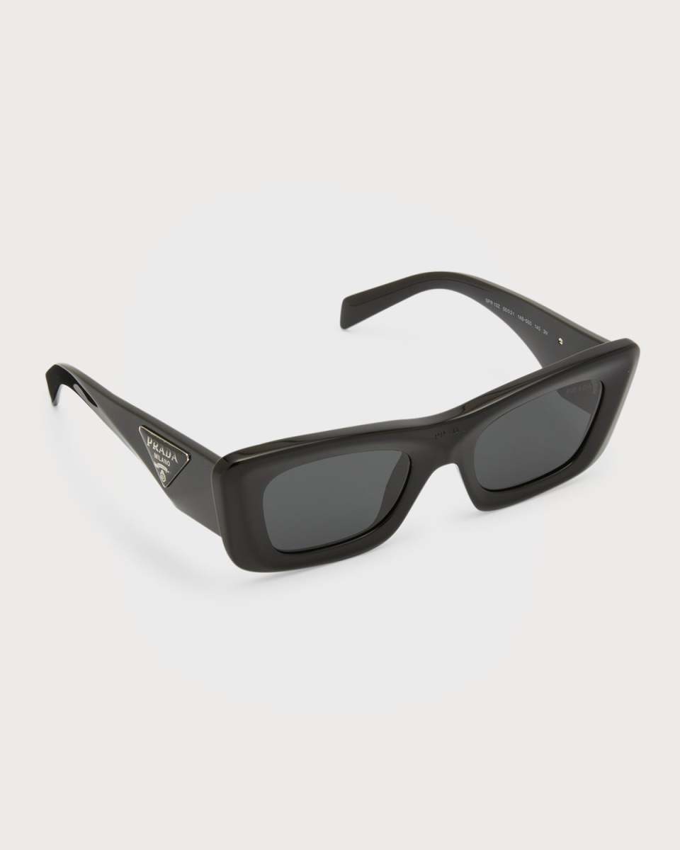 Rectangular Marble Acetate Cat-Eye Sunglasses