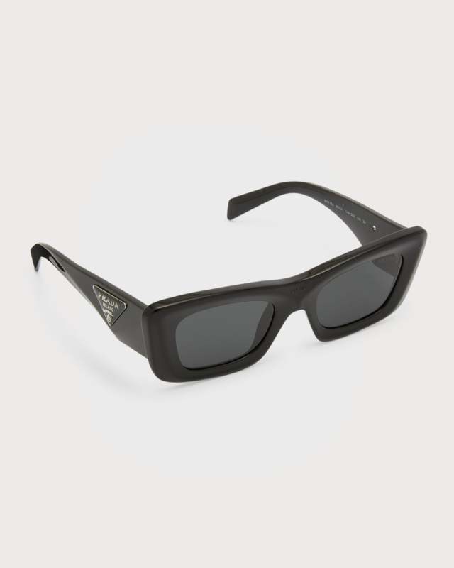 Rectangular Marble Acetate Cat-Eye Sunglasses