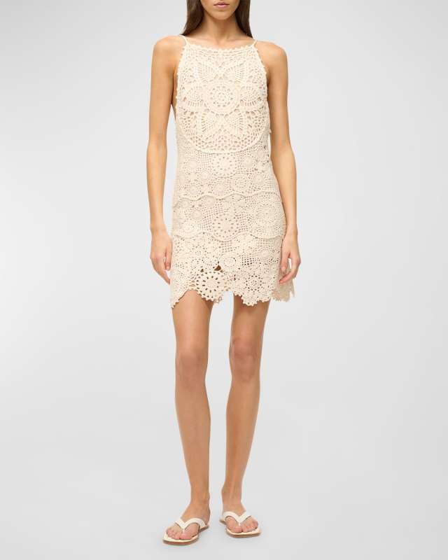 Whimsy Cotton Crochet Sleeveless Mini Dress