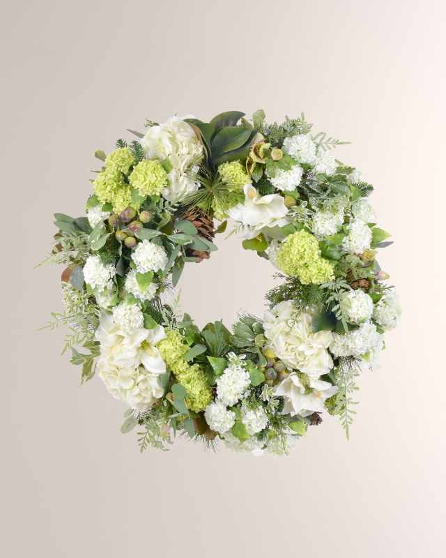 Amaryllis Snowball Wreath 30"