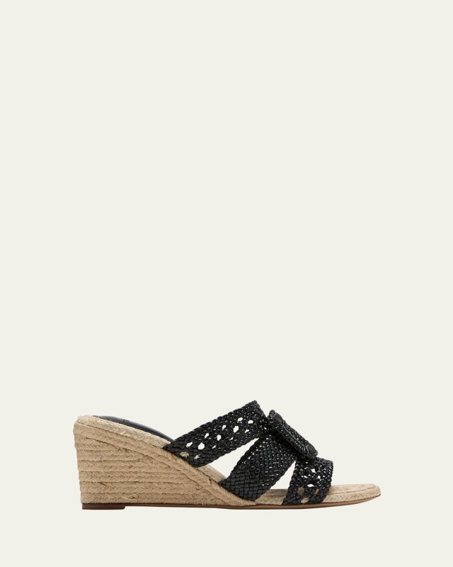 Lana Woven Leather Wedge Espadrilles