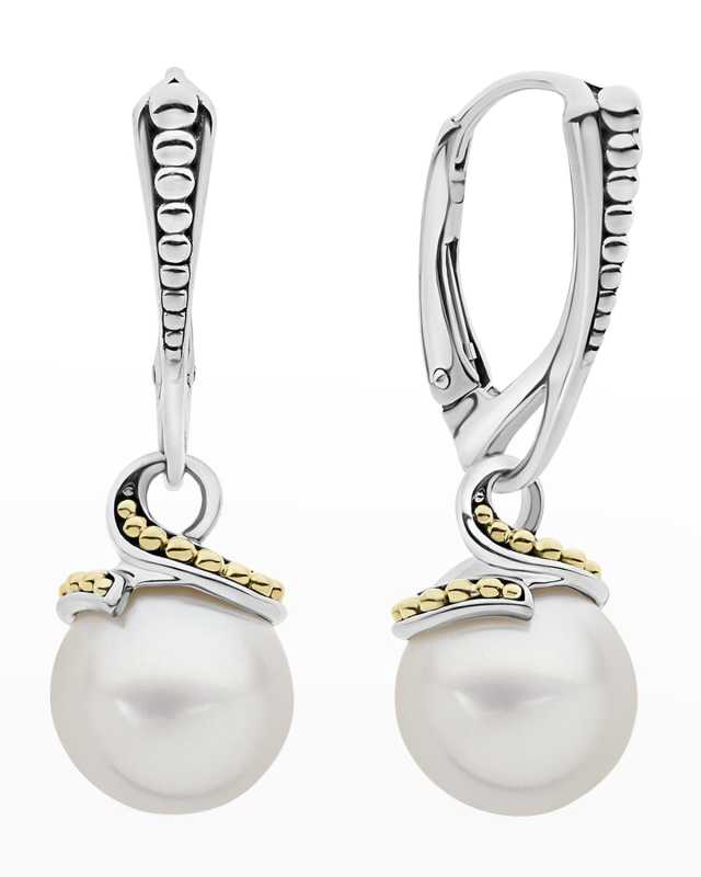 Luna Pearl Drop 2-Tone Earrings