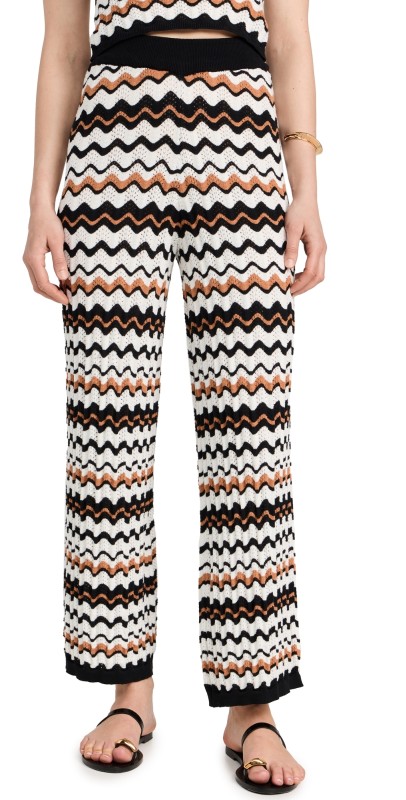 MINKPINK Elena Wave Crochet Pants Black/Tan