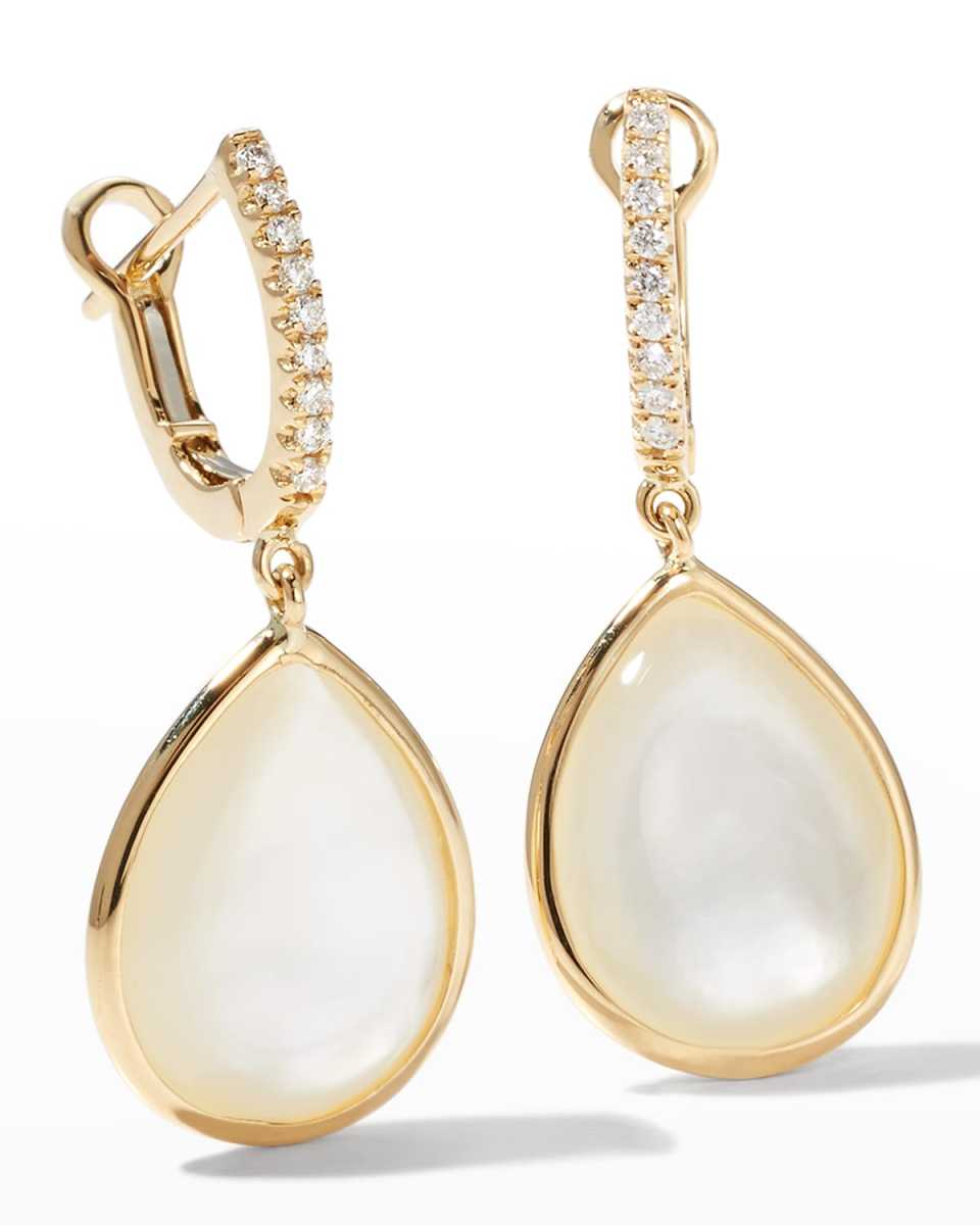 18K Yellow Gold Mother-of-Pearl Teardrop Earrings