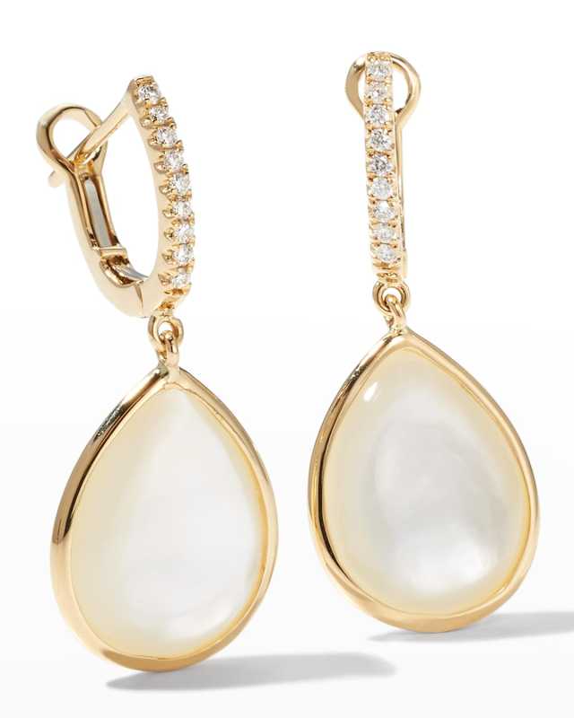 18K Yellow Gold Mother-of-Pearl Teardrop Earrings