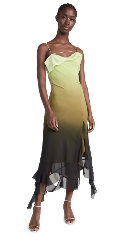 Acne Studios Degrade Ruffle Dress Green