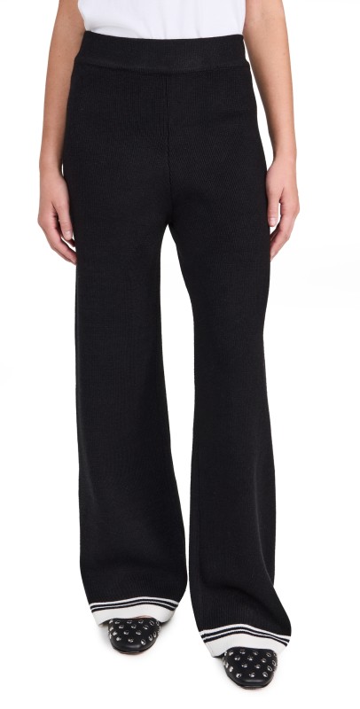 English Factory Contrast Stripe Detail Pants Black/Ivory