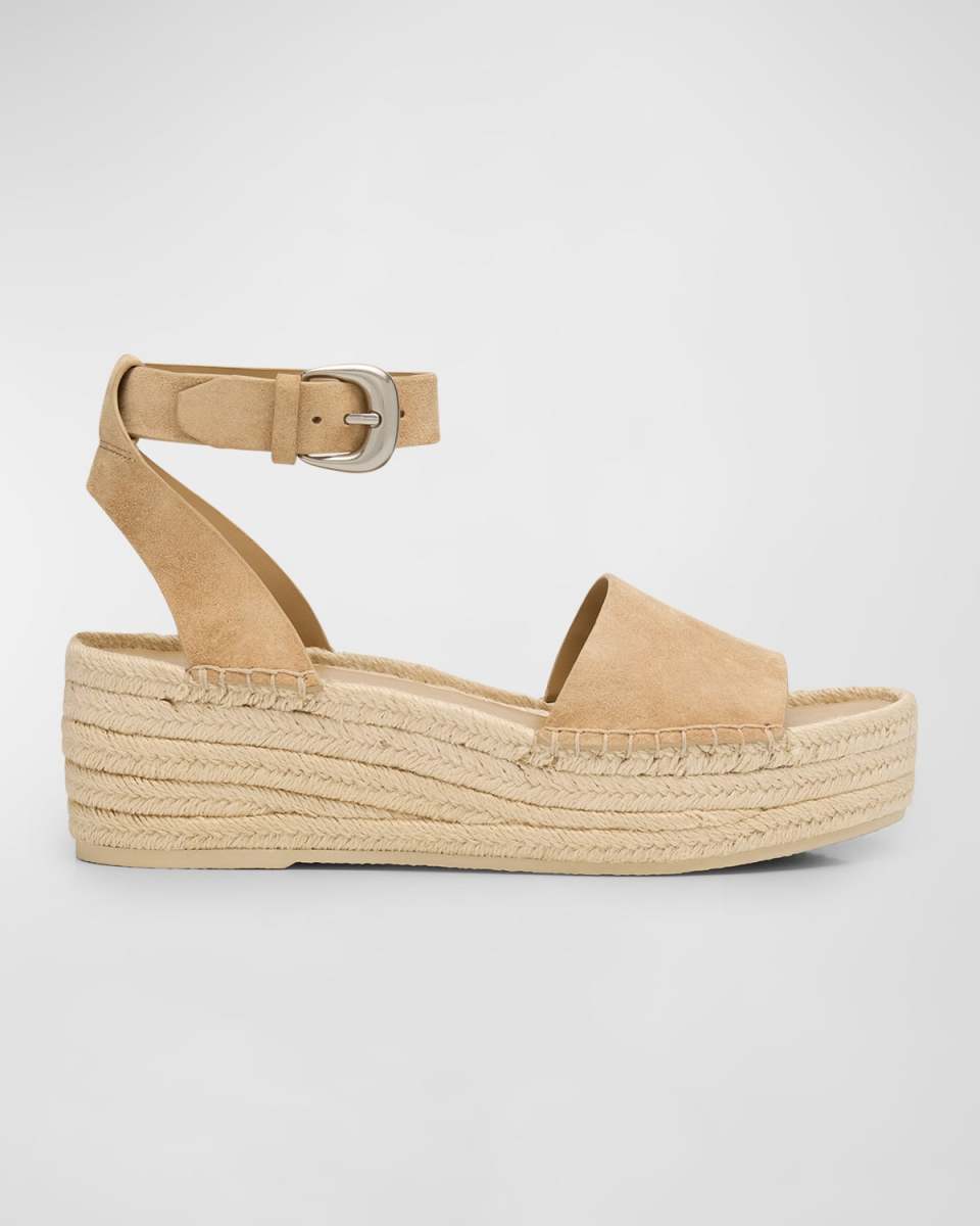 Belisa Suede Platform Ankle-Strap Espadrilles