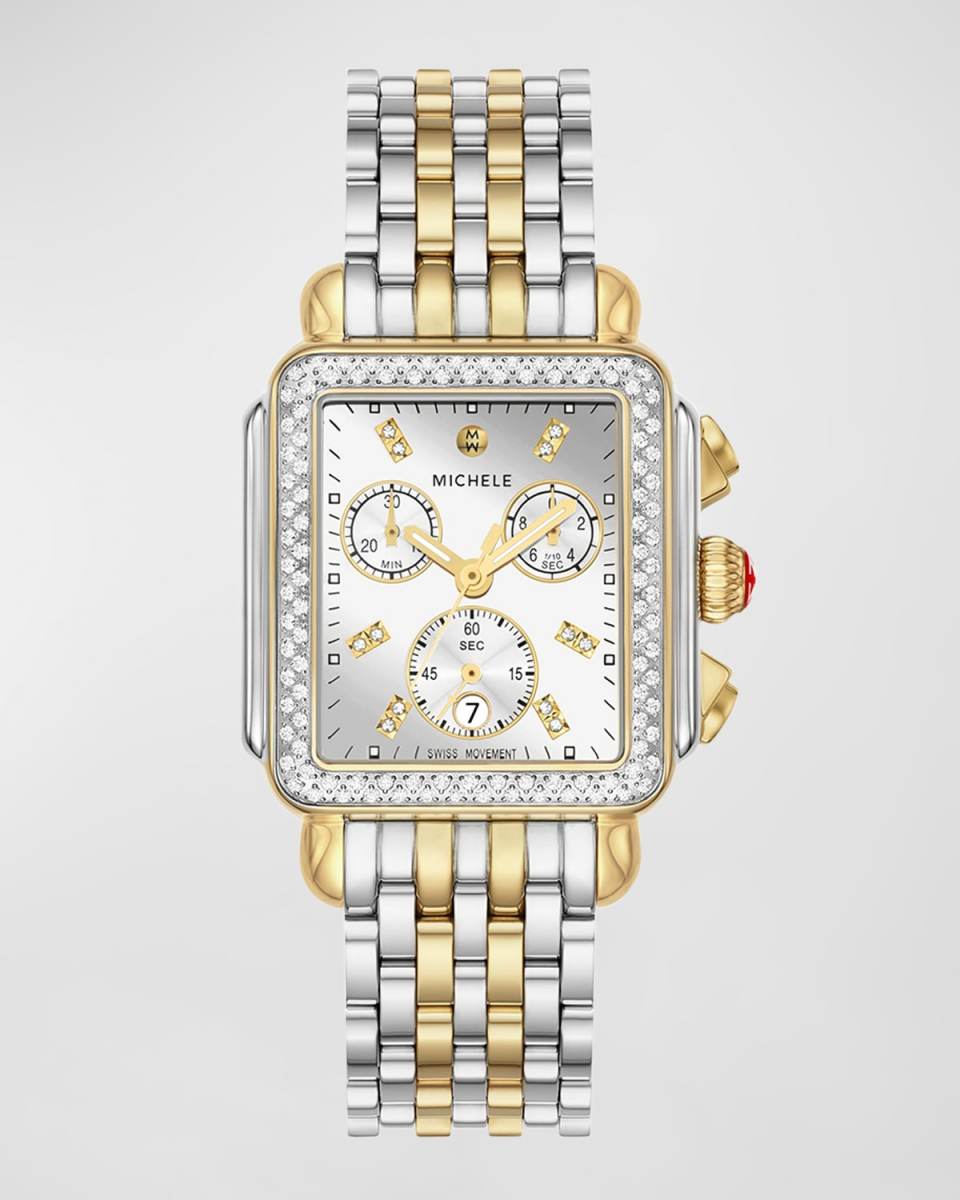 Deco Two Tone High Shine Watch with Diamonds