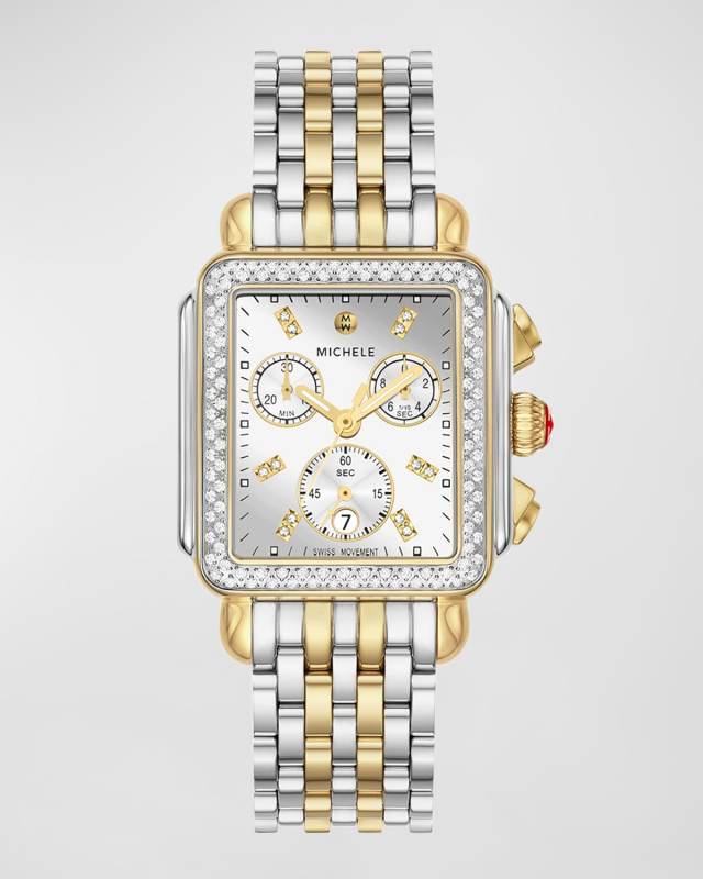 Deco Two Tone High Shine Watch with Diamonds
