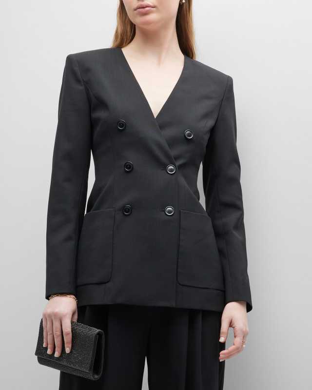 Saville V-Neck Double-Breasted Blazer
