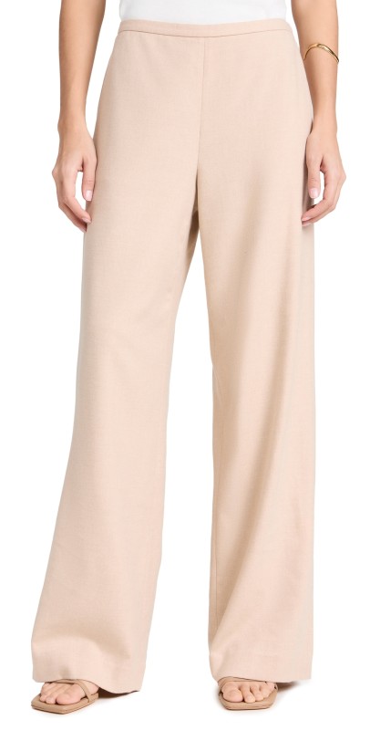 Vince Brushed Flannel Wide Leg Pants Oat Milk