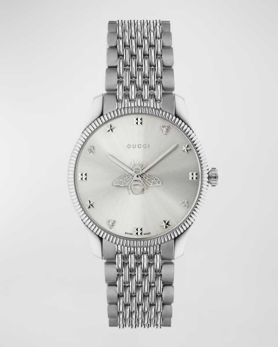 36mm G-Timeless Bee Watch with Bracelet Strap, Silver