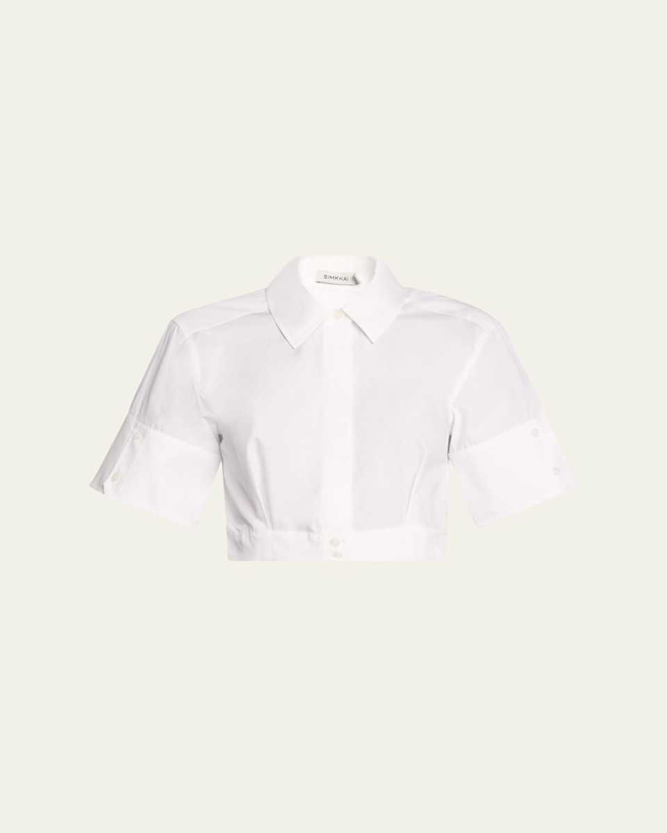 Sabrina Cropped Cotton Button-Front Shirt