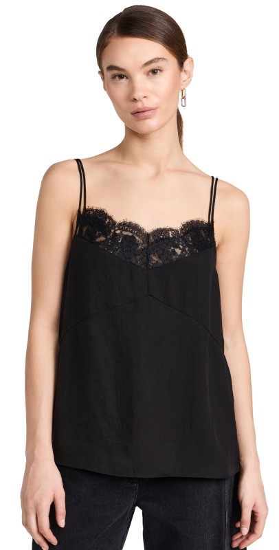 Tibi Lace Slip Cami Black