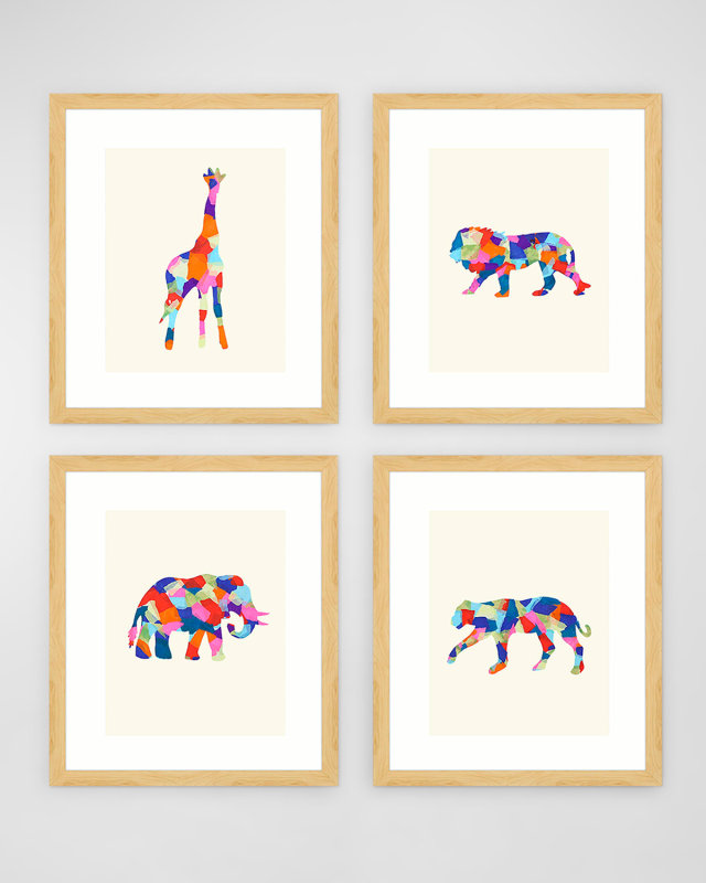 "Mosaic Animals" Art Prints, Set of 4