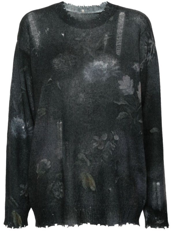 floral-print cashmere jumper