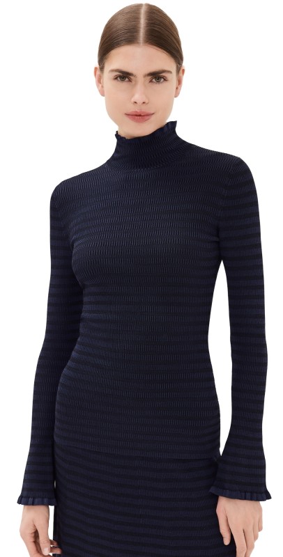 Proenza Schouler White Label Phyllis Turtleneck in Geo Knits Navy/Black