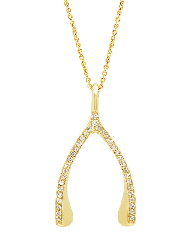 18k Yellow Gold Diamond Wishbone Necklace