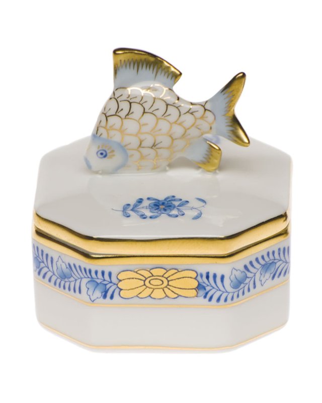 Chinese Bouquet Blue Petite Octagonal Fish Box