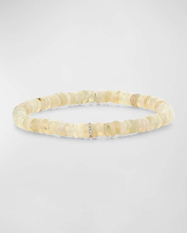 Ethiopian Opal Eternity Beaded Bracelet with Diamonds