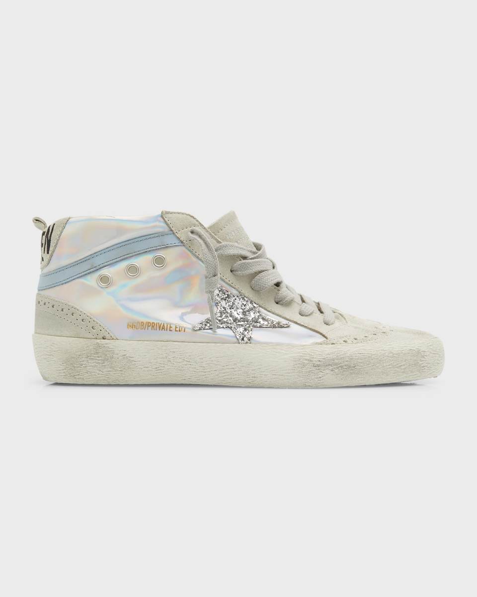 Mid Star Iridescent Glitter Wing-Tip Sneakers