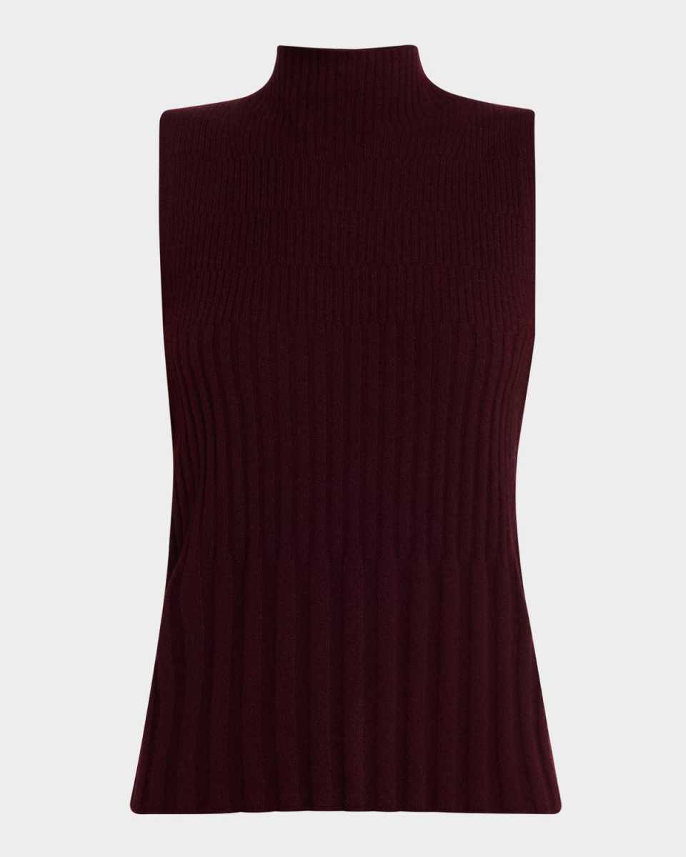 Cashmere Mock-Neck Variegated Rib Top
