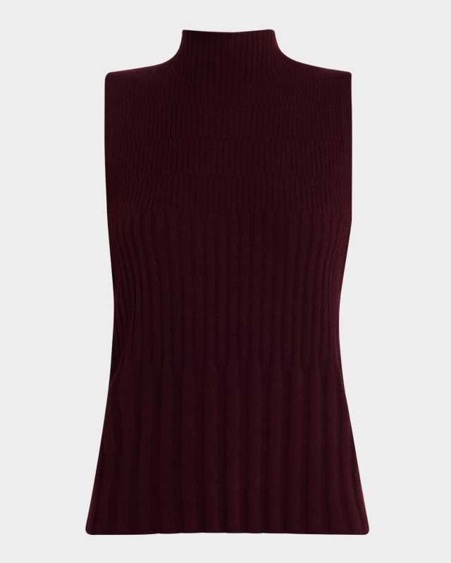 Cashmere Mock-Neck Variegated Rib Top
