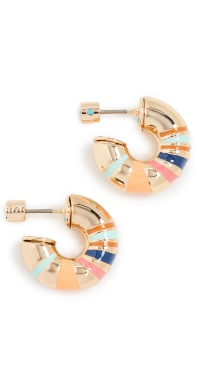 Roxanne Assoulin Hand Painted Enamel Chubbie Hoops Gold Mult
