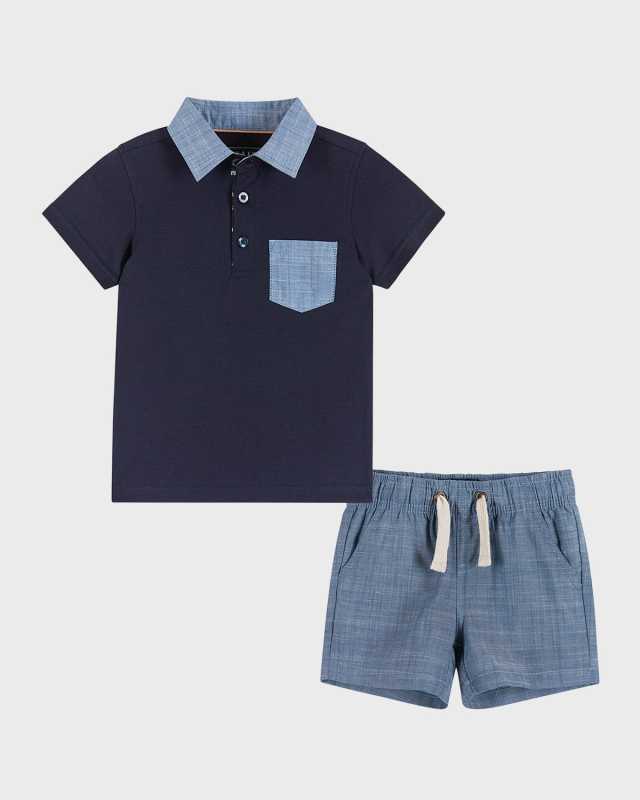 Boy's Polo Shirt & Shorts Set, Size Newborn-24