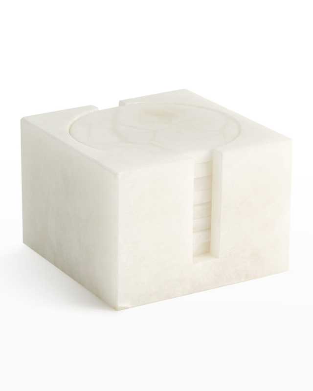 Alabaster Coasters w/ Holder, Set of 8