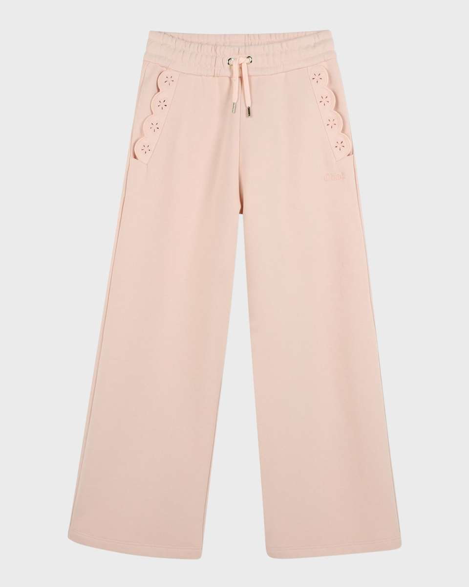 Girl's Logo Embroidered Fleece Trousers, Size 4-