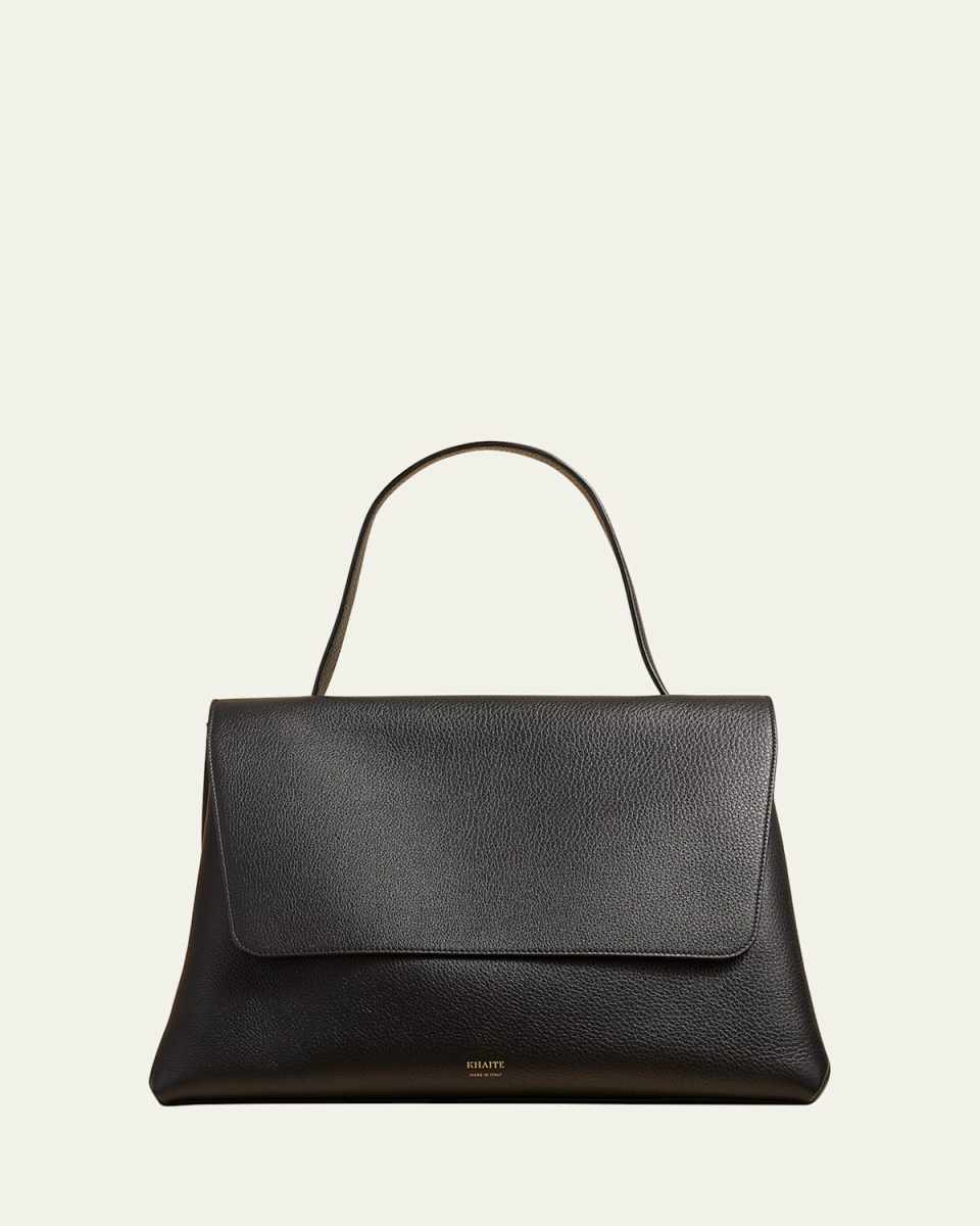 Lia Large Pebbled Leather Top-Handle Bag